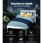 Artiss Bed Frame Single Size Wooden White SOFIE