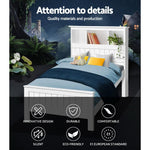 Artiss Bed Frame King Single Size Wooden with 3 Shelves Bed Head White