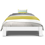 Artiss Bed Frame Single Size Wooden White JADE