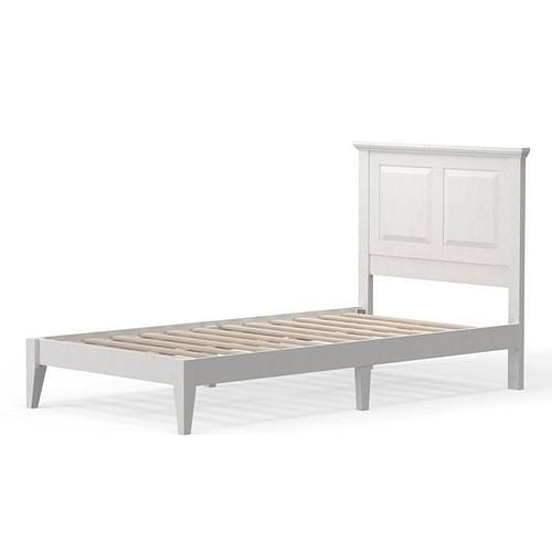 Twin Traditional Solid Oak Wooden Platform Bed Frame with Headboard in