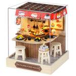 OZJAY DIY Miniature House Kit with Dust Proof Cover 1:24 Scale Creative Room Mini DIY Wooden Dollhouse Miniature Kit for Adults Teen(Revolving Food House)