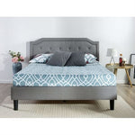 King size Grey Upholstered Platform Bed with Classic Button Tufted