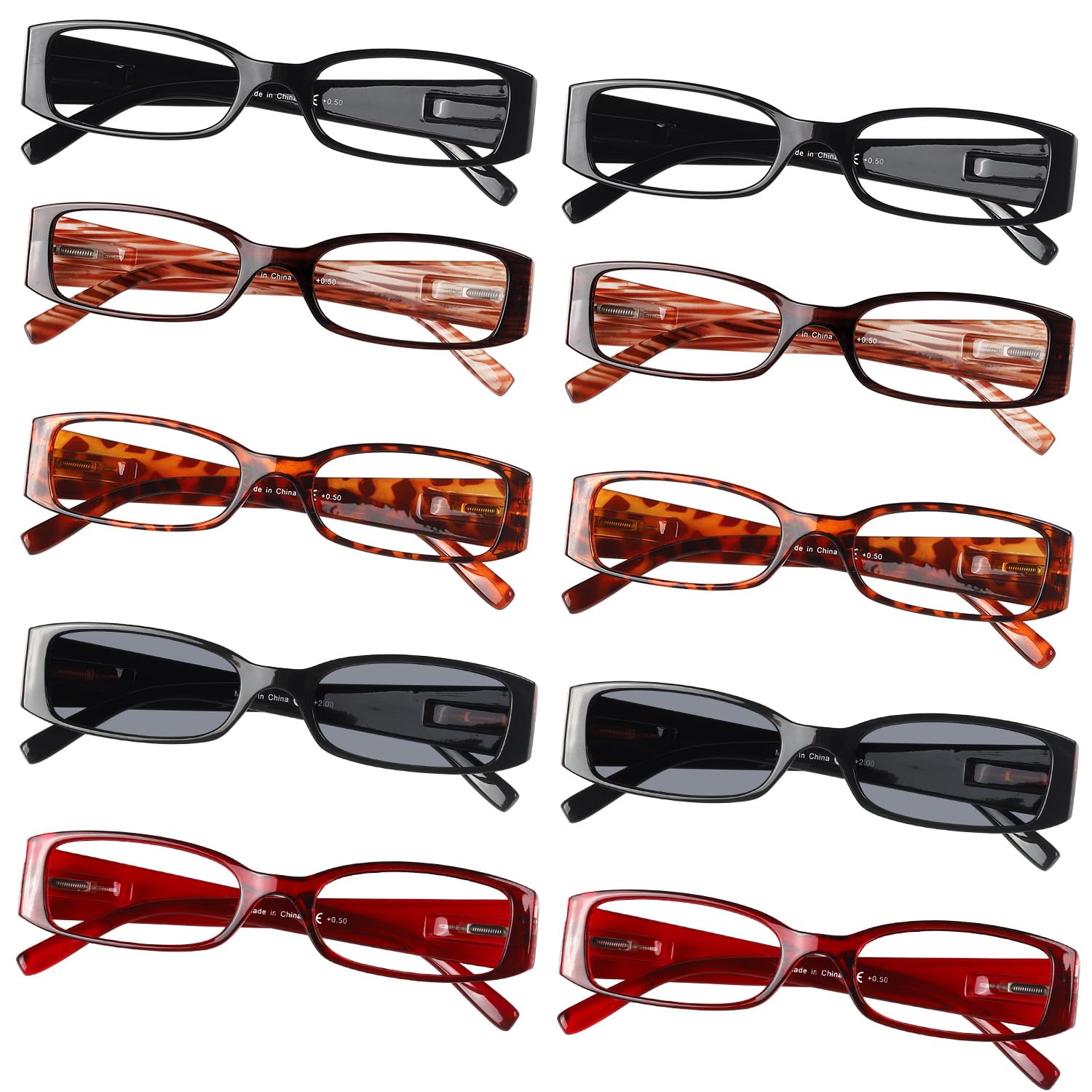 Gr8Sight 10 Pack Ladies Reading Glasses Includes Sunshine Readers for Women +4.00