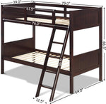 Twin Over Twin Bunk Bed Espresso With Safety Rails