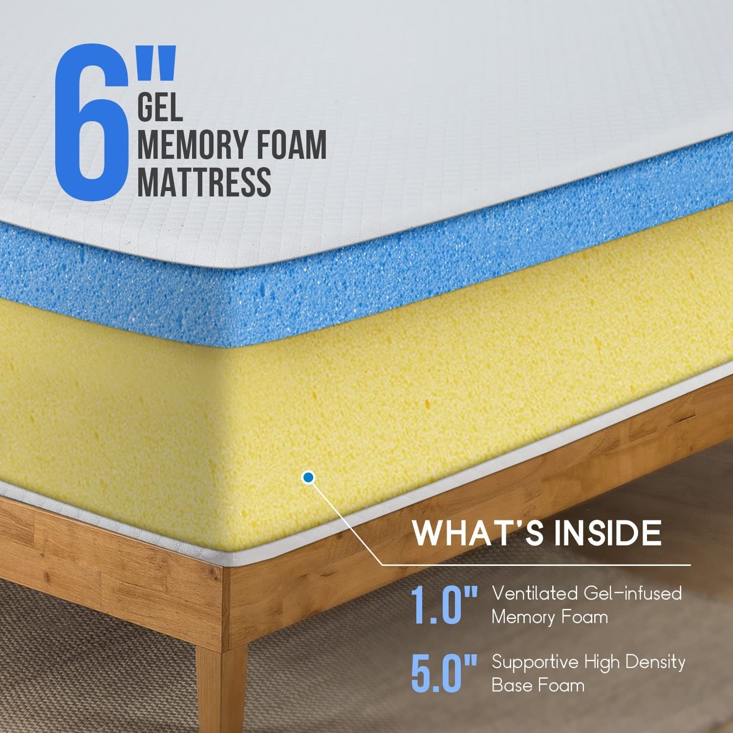 Twin Gel Memory Foam Mattress 6 Inch Cooling Comfort