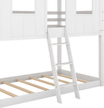 Twin House Bunk Bed With Playhouse White And Gray Finish