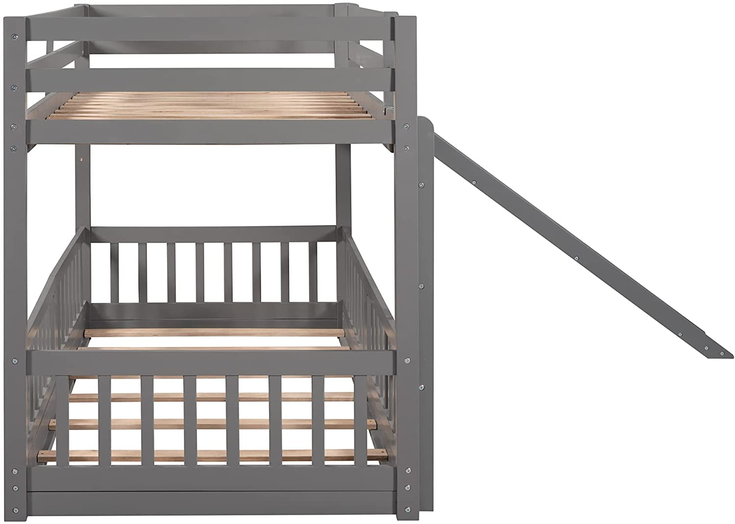 Twin Metal Bunk Bed Frame Black With Convertible Ladder