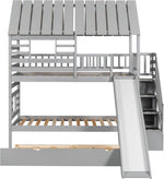 Twin Over Twin Bunk Bed With Slide For Kids Room Decor