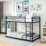 Twin Metal Low Bunk Bed With Guard Rails And Ladder