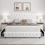 Queen Upholstered Bed Frame With Under Bed Drawers