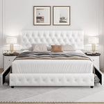 Queen Upholstered Bed Frame With Under Bed Drawers
