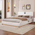 King Size Luxurious Faux Leather Upholstered Platform Bed with