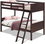 Twin Over Twin Bunk Bed Espresso With Safety Rails