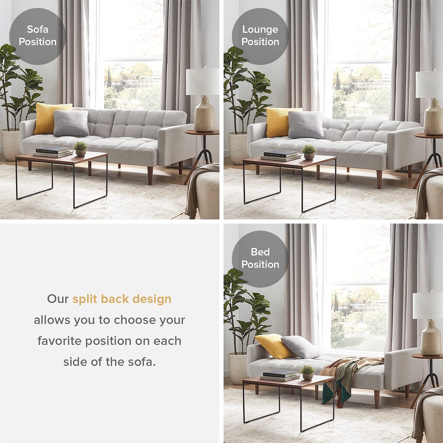 Gray Fabric Twin Futon Sofa Bed With Arms For Small Rooms