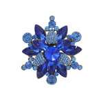 Vintage Crystal Rhinestone Flower Shape Brooch Pin Statement Jewelry Gift Accessories for Women-blue