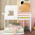 White Twin Over Full Low Profile Playhouse Bunk Bed
