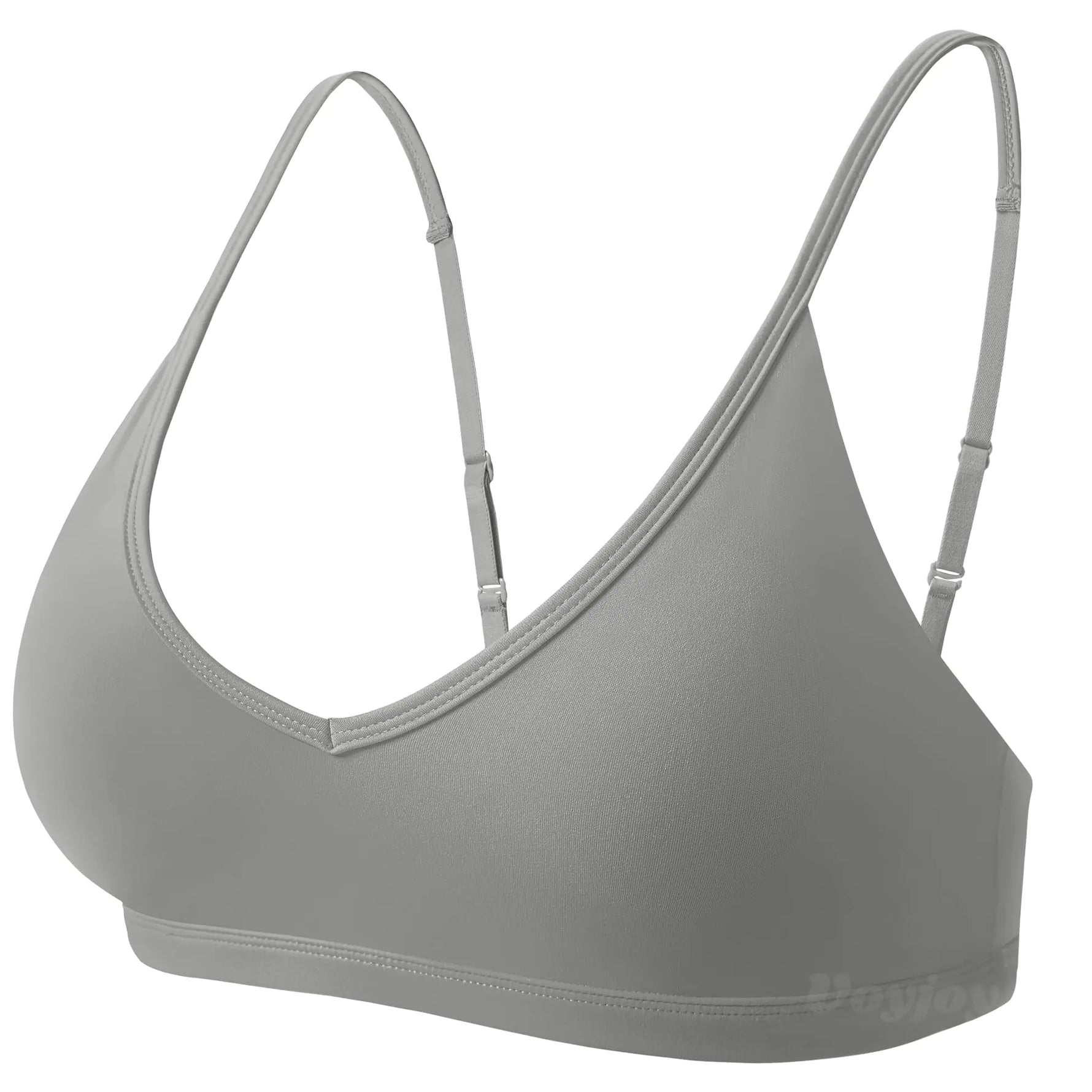 VOYJOY Medium Impact Sports Bra for Women Light Support Workout Bra Padded Adjustable Strappy Yoga Bras Cropped Tank Tops(Light Grey M)
