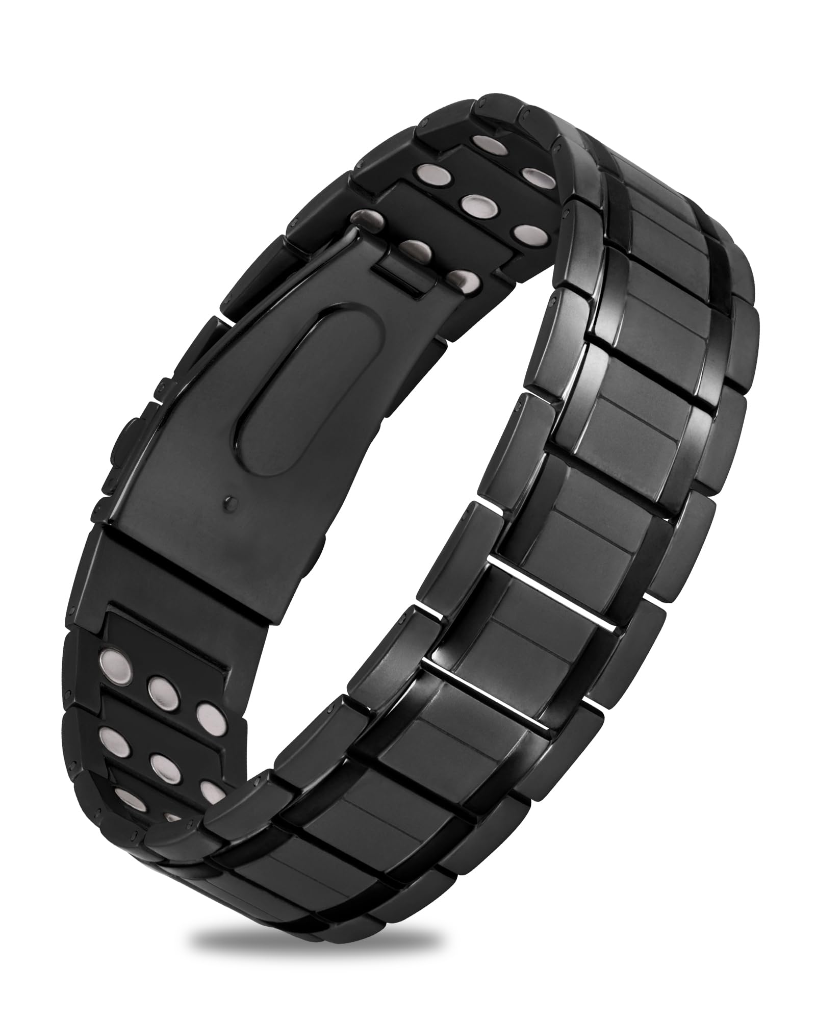 Jecanori 3X Magnetic Bracelets for Men Mens Bracelet Stainless Steel with Strenth Neodymium Magnets & Sizing Tool(Black)