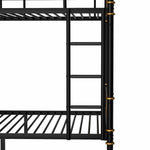 IronLoft™ – Twin XL Over Twin XL Metal Bunk Bed with Rustic Wood
