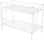 Twin Over Twin Metal Bunk Bed With 2 Ladders White