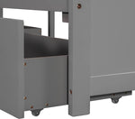 L Shaped Twin Platform Bed With Trundle Gray Finish