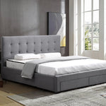 Levede Bed Frame Double King Fabric With Drawers Storage Wooden