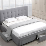 Levede Bed Frame Double King Fabric With Drawers Storage Wooden
