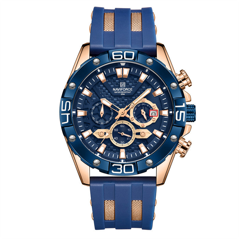 TPU Strap Quartz Movement Six-hand Outdoor Sports Watch