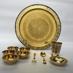 Brass Jali Dinner Set | Traditional Pital Tableware | Handcrafted