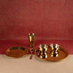 Brass Plate Set - 6 Pieces | Includes Full Plate, Quarter Plate, 2