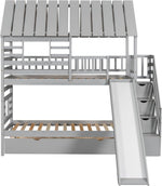 Twin Over Twin Bunk Bed With Slide For Kids Room Decor