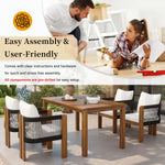 Luxury 5-Piece Outdoor Patio Dining Set for 4, Solid Acacia Wood