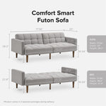 Gray Fabric Twin Futon Sofa Bed With Arms For Small Rooms