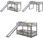 Twin Metal Bunk Bed Frame Black With Convertible Ladder