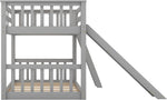 Grey Twin Bunk Bed With Slide Solid Pine Construction