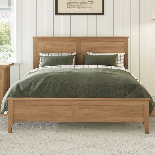 Modern Solid Wood King Size Platform Bed with Sturdy Wooden Slats