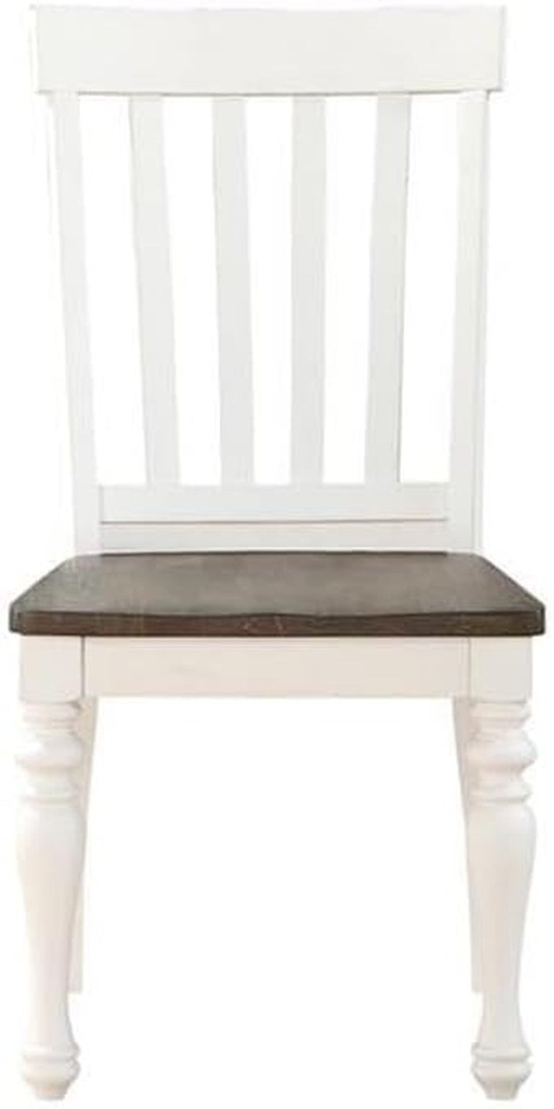 Dining Chair Set of 2 Two Tone Ivory Charcoal Slat Back