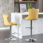Swivel Velvet Barstools Adjusatble Seat Height From 25-33 Inch Gold,Set Of 2