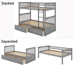 Grey Twin Bunk Bed With Storage Drawers Safety Rail
