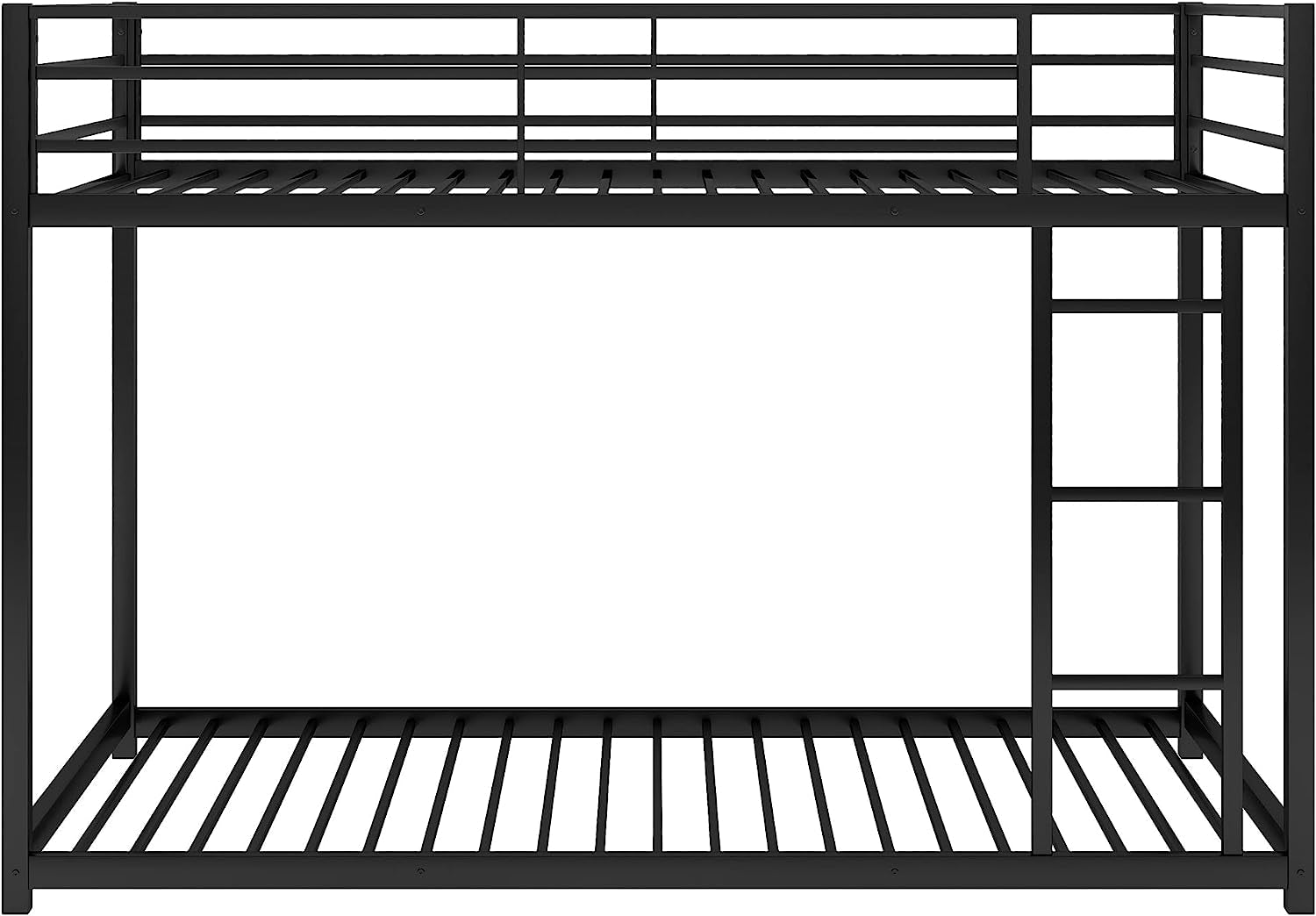 Black Twin Metal Bunk Bed With Guard Rails And Ladder