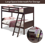 Twin Over Twin Bunk Bed Espresso With Safety Rails