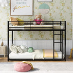 Black Twin Metal Bunk Bed With Guard Rails And Ladder