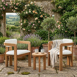 Set of 2 Outdoor Acacia Wood Dining Chairs with Cushions, Modern Solid