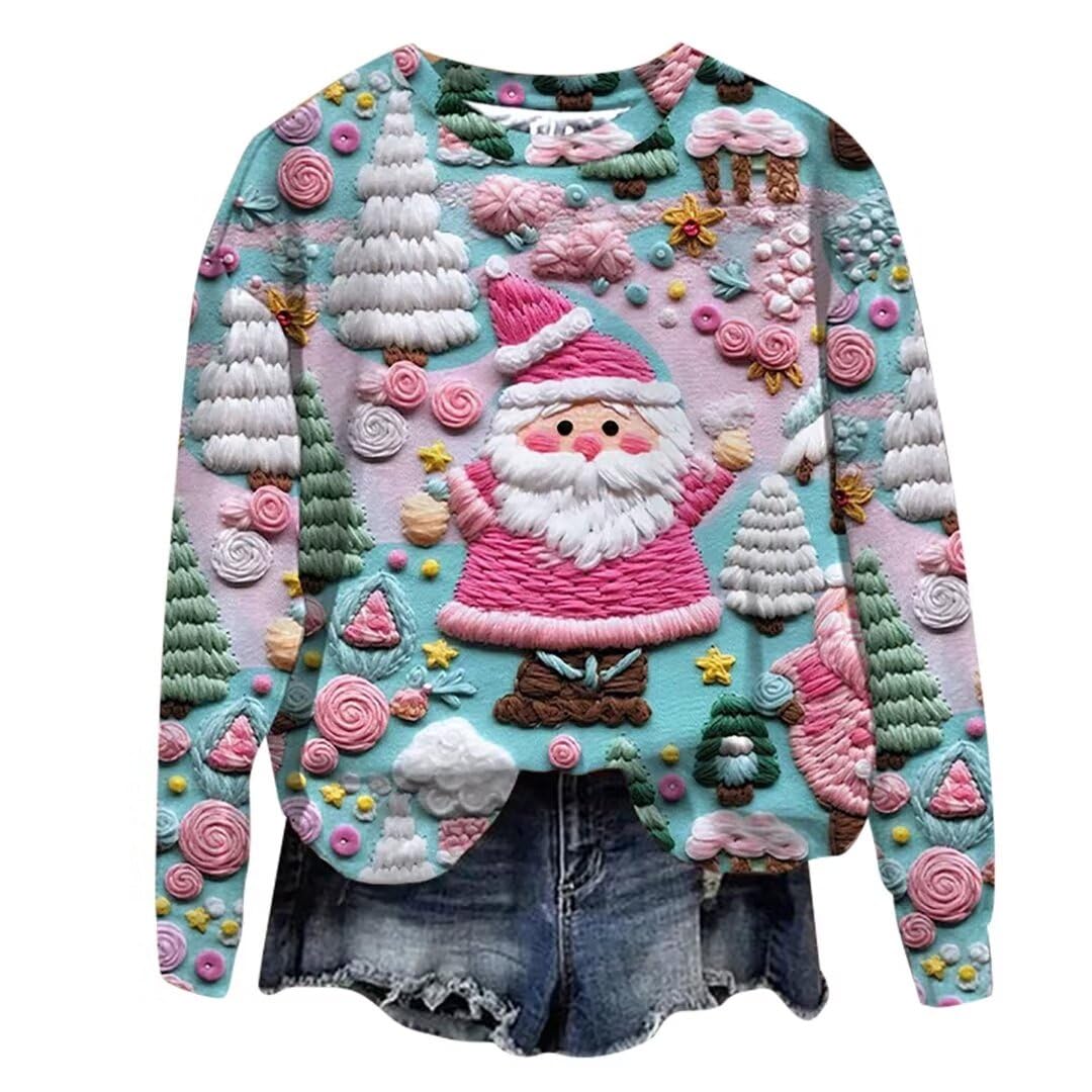 HughFance Crewneck Sweatshirts for Women Plus Size Fall 2024 Long Sleeve Xmas Print Pullover Shirt Cute Casual Crew Neck Sweatshirts for Work Crewneck Sweatshirts Women S