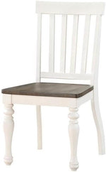 Dining Chair Set of 2 Two Tone Ivory Charcoal Slat Back