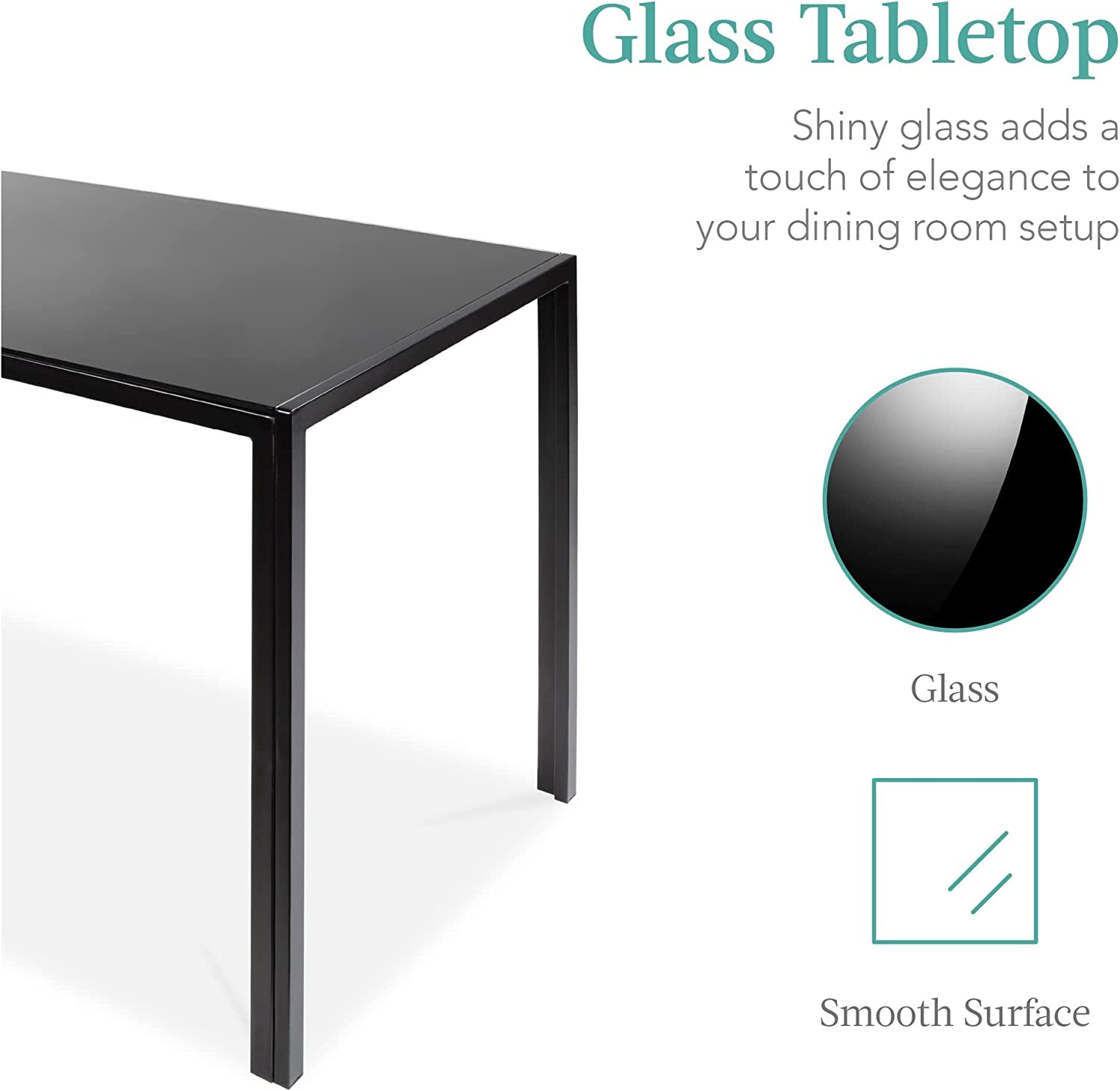 Glass Top Dining Table Set With Steel Frame Leather Chairs