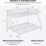 Twin Over Twin Bunk Bed With Slide Durable Square Tube