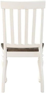 Dining Chair Set of 2 Two Tone Ivory Charcoal Slat Back