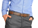 Vegas Brown Blue Leather Men Belt