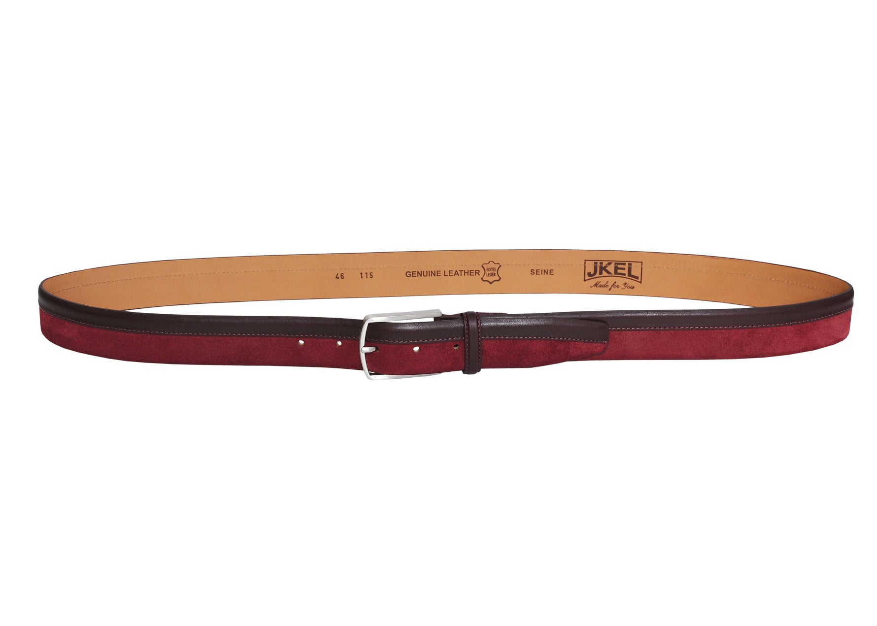 Siene Burgundy Leather Men Suede Belt